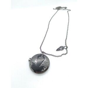 Disney Maleficient Sleeping Beauty Live Action locket necklace gun metal goth